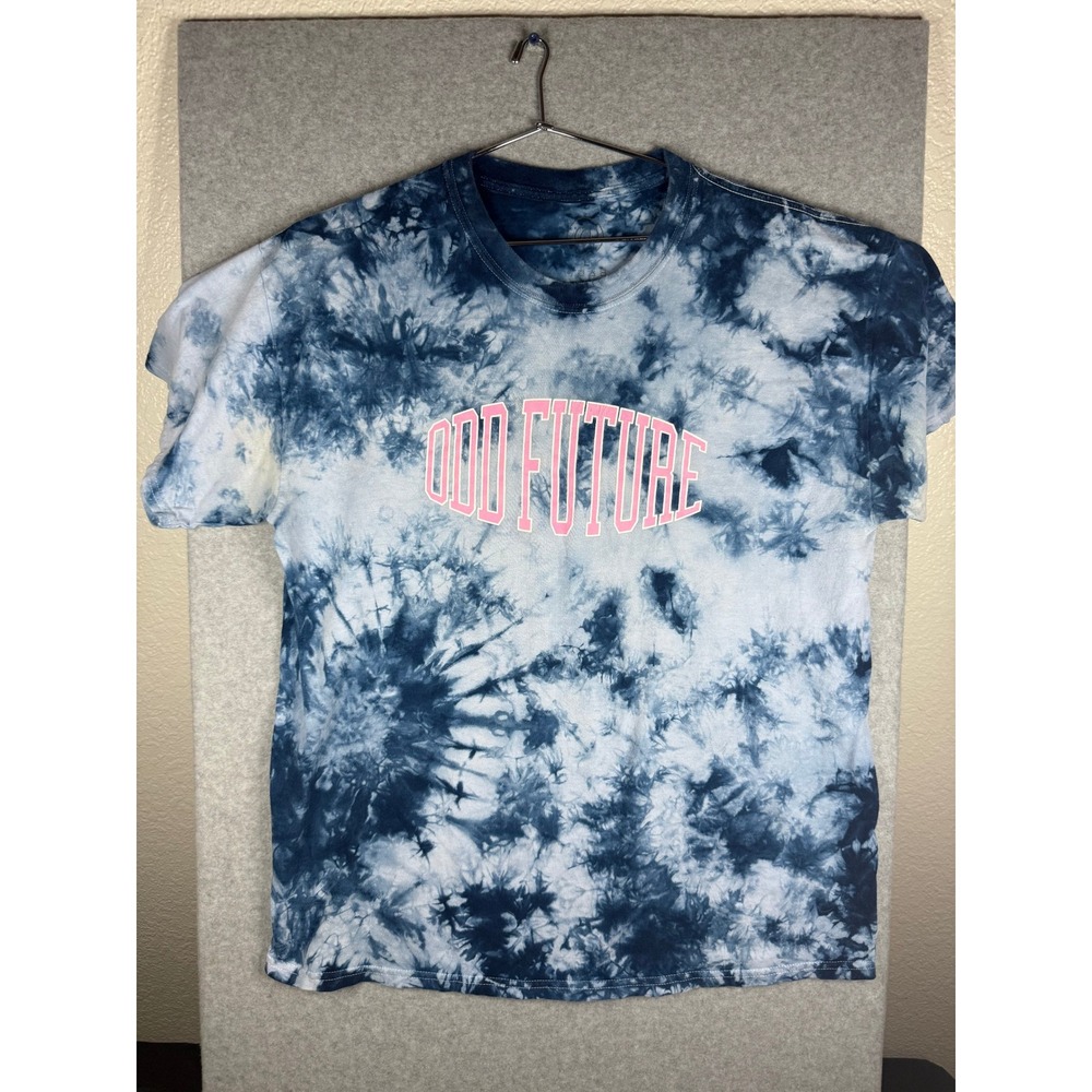 Odd Future Tie Dye T-Shirt Blue White Pink Logo Streetwear OFWGKTA Crew Neck